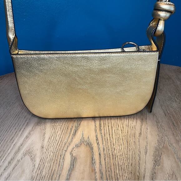 Behno New York Ina Mini Pouchette Metallic Gold Leather Shoulder Bag - Picture 4 of 10